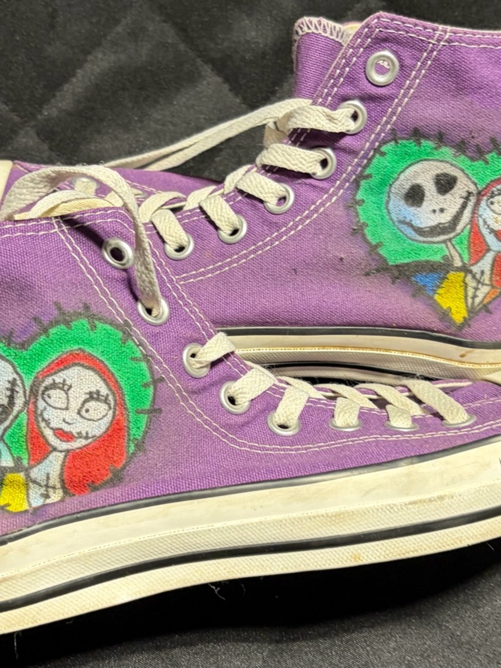 Hand painted Jack&Sally Nightmare Before Xmas Converse All star 7Men/9women